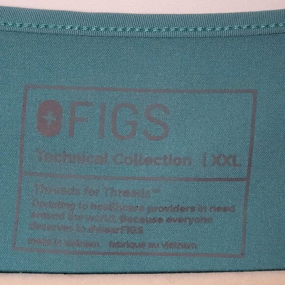 FIGS Technical Collection Women Green Casma Three Pocket Scrub Top XXL FW1100 - Picture 7 of 8